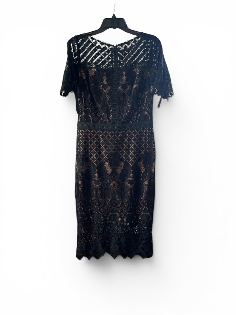 Goth romantic, semi formal Black Lace Midi Dress.